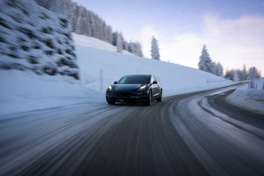 Tesla car in Winter